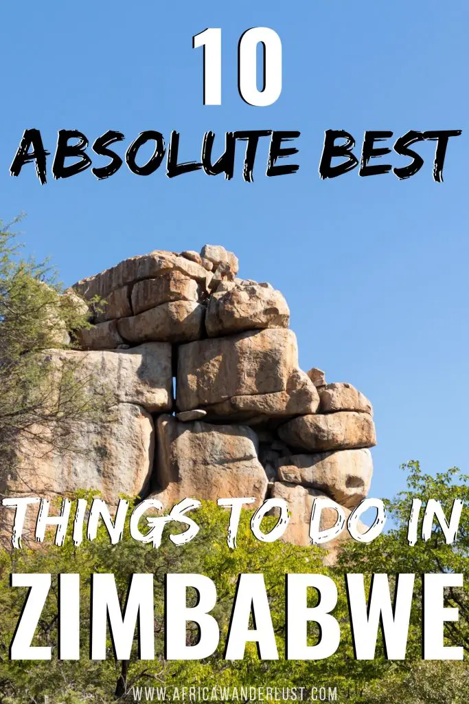 Your ultimate travel guide on the 10 best things to do in Zimbabwe on a vacation. This epic post covers popular must-see places like Victoria Falls, Khami Ruins, Hwange Naitional Park, Zambezi River and many more. #travelhacks #zimbabwe #africatravel