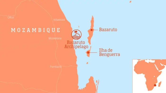 Map of Bazaruto Archipelago, Mozambique