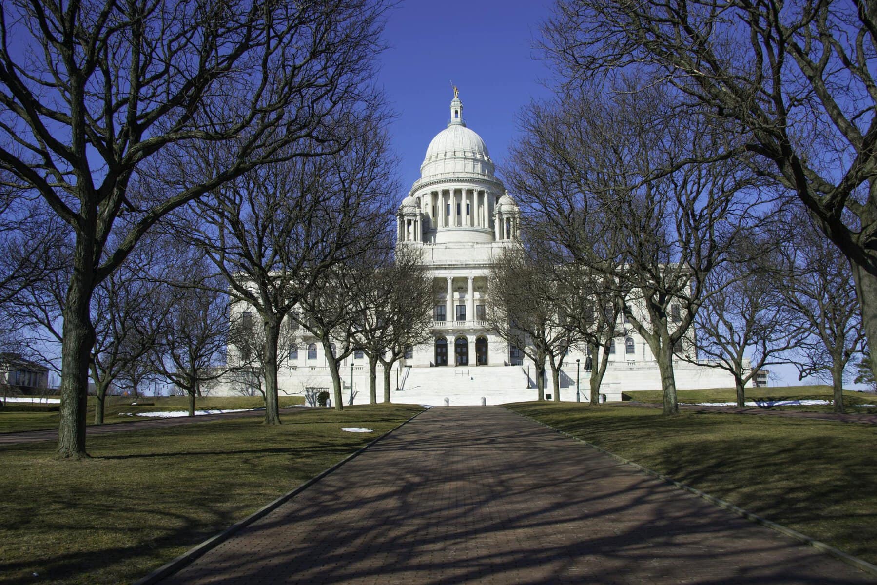 Leafless Trees Outside Rhode Island State House