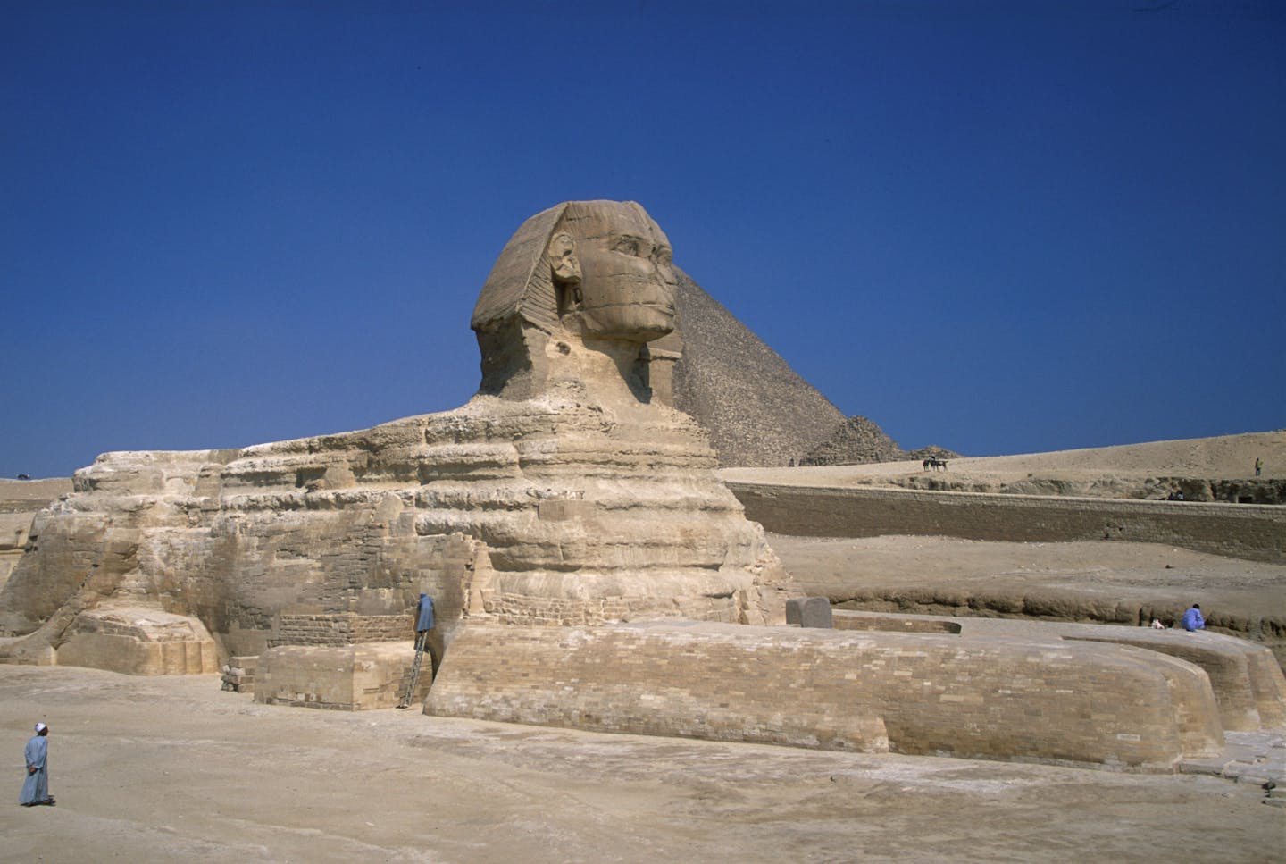 Iconic Great Sphinx of Giza in Egypt stands majestically, an essential piece of ancient history.
